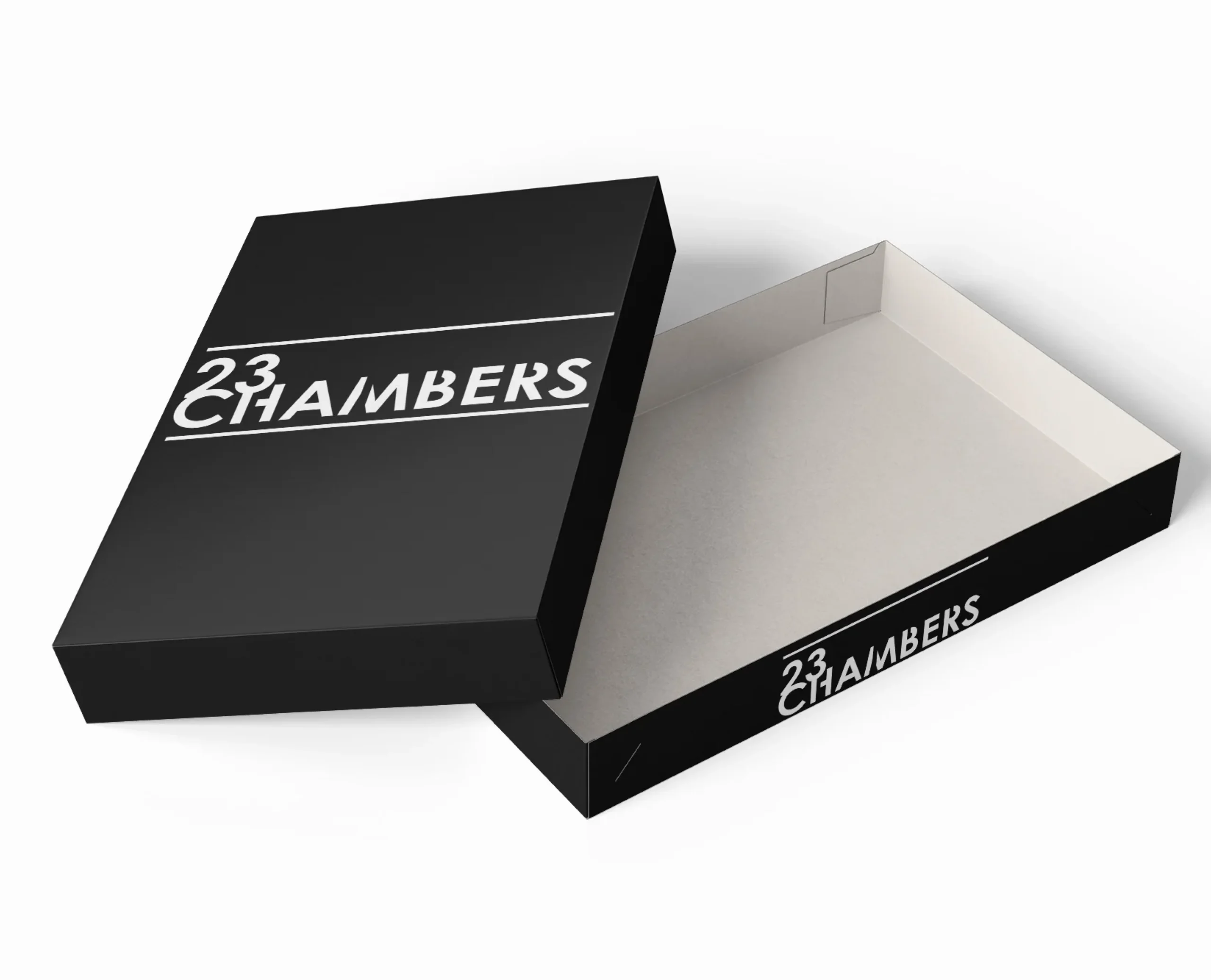Custom apparel packaging boxes for shirts, hats, and accessories with branded printing