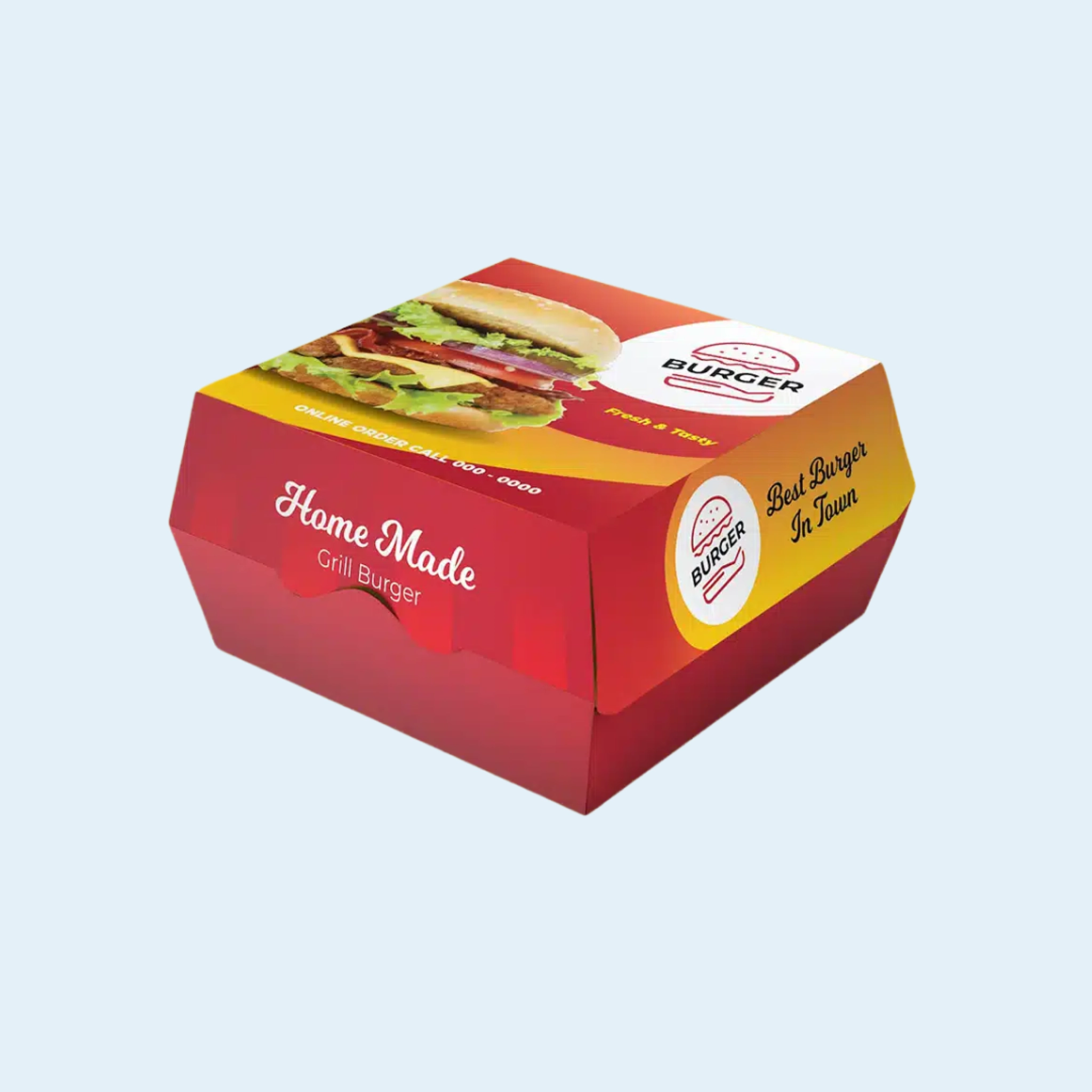 Eco-friendly kraft burger boxes for takeaway and delivery