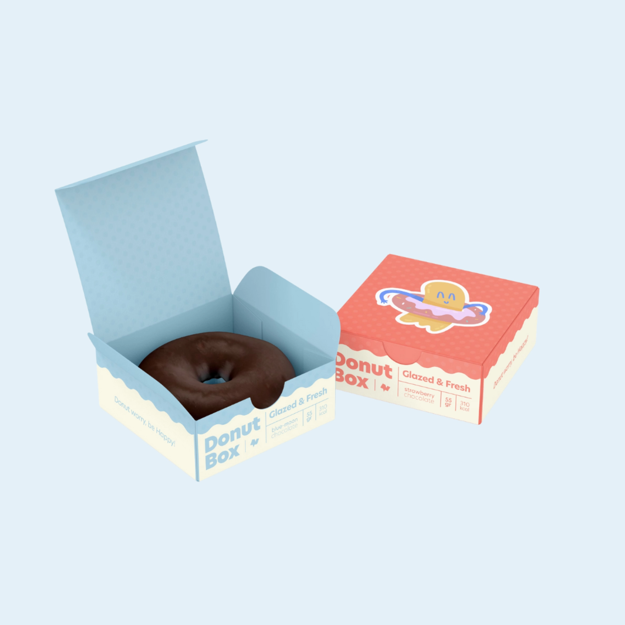 Printed donut boxes with logo for takeout and delivery