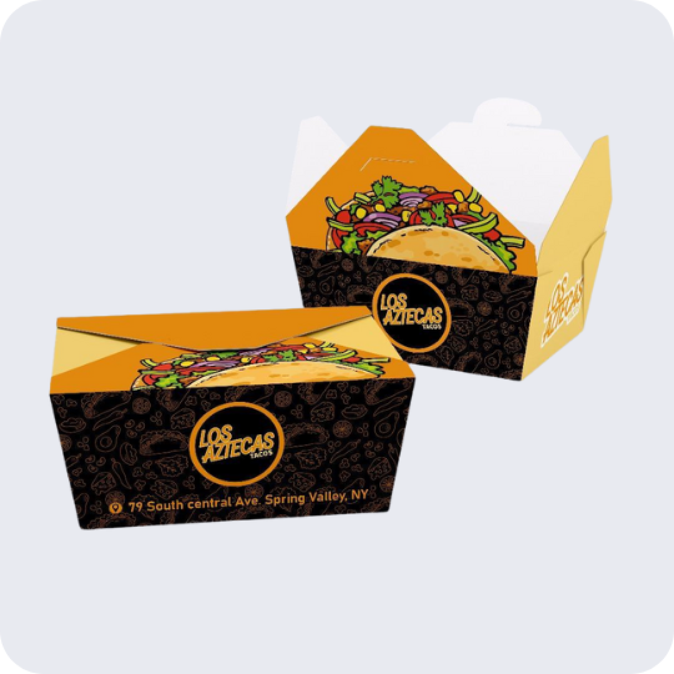 Custom fast food packaging boxes for burgers, fries, hot dogs, and popcorn