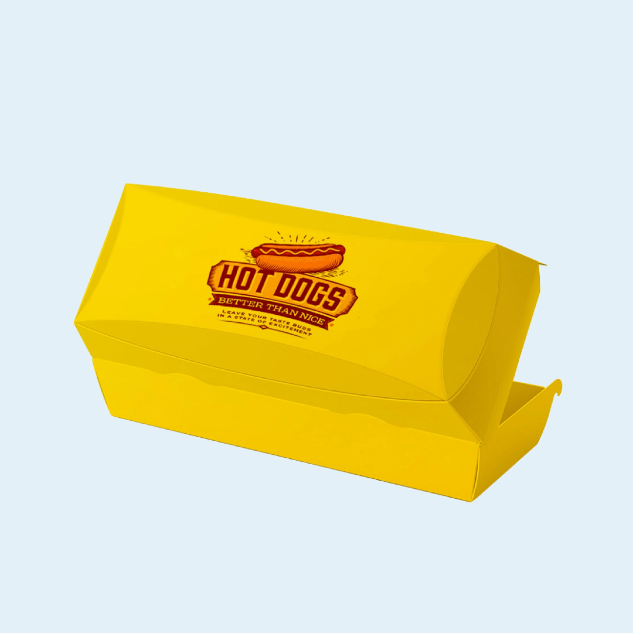 Custom-printed hot dog boxes with logo for takeout & catering