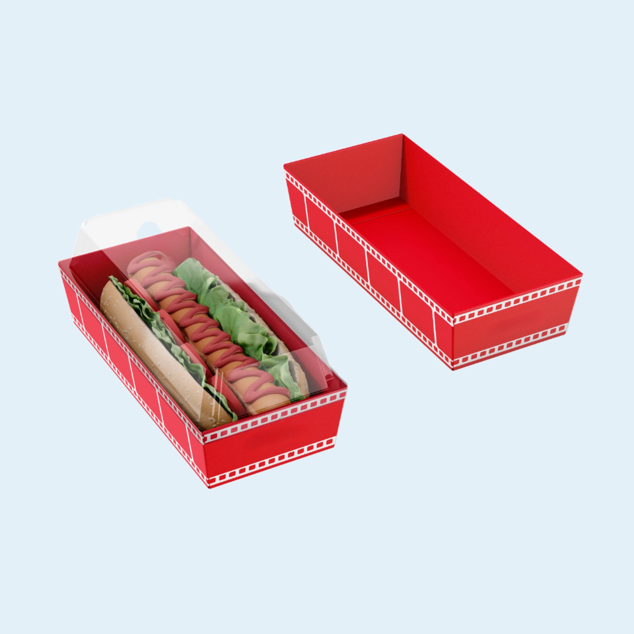 Wholesale hot dog boxes - 100-pack, stackable for restaurants