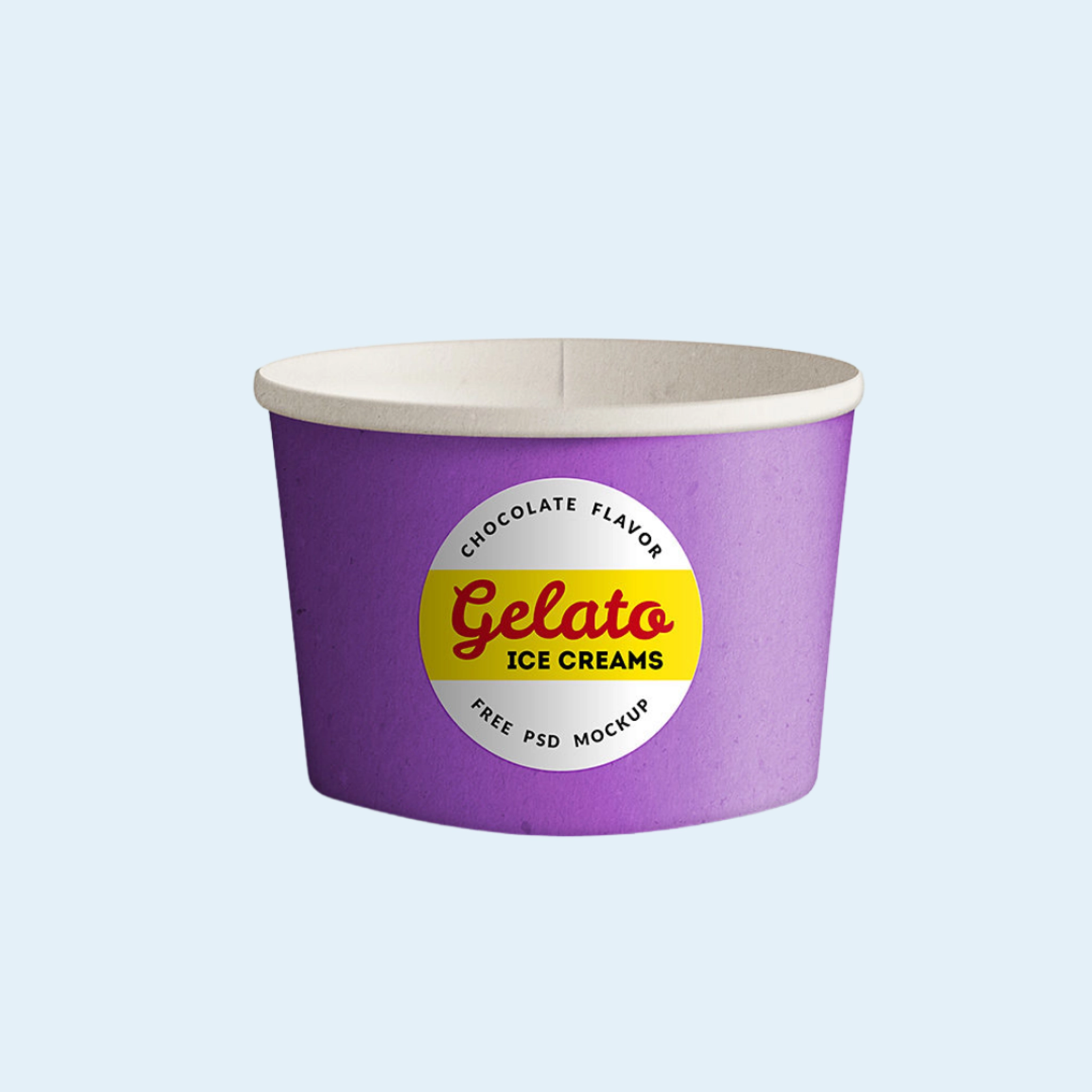 Minimalist ice cream cup design with custom branding and lid