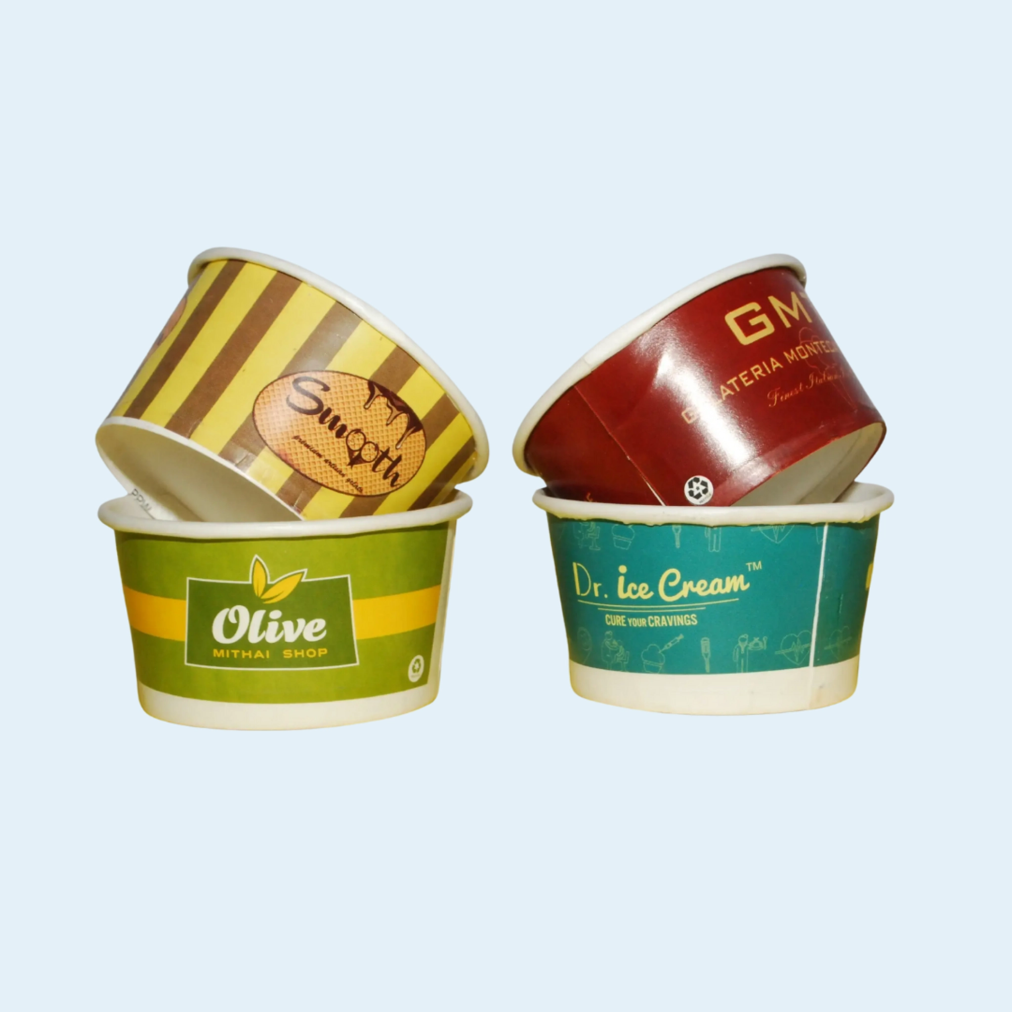 Eco-friendly kraft ice cream cups with leak-proof interior lining