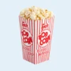 Popcorn packaging in glossy finish with colorful branding and handles