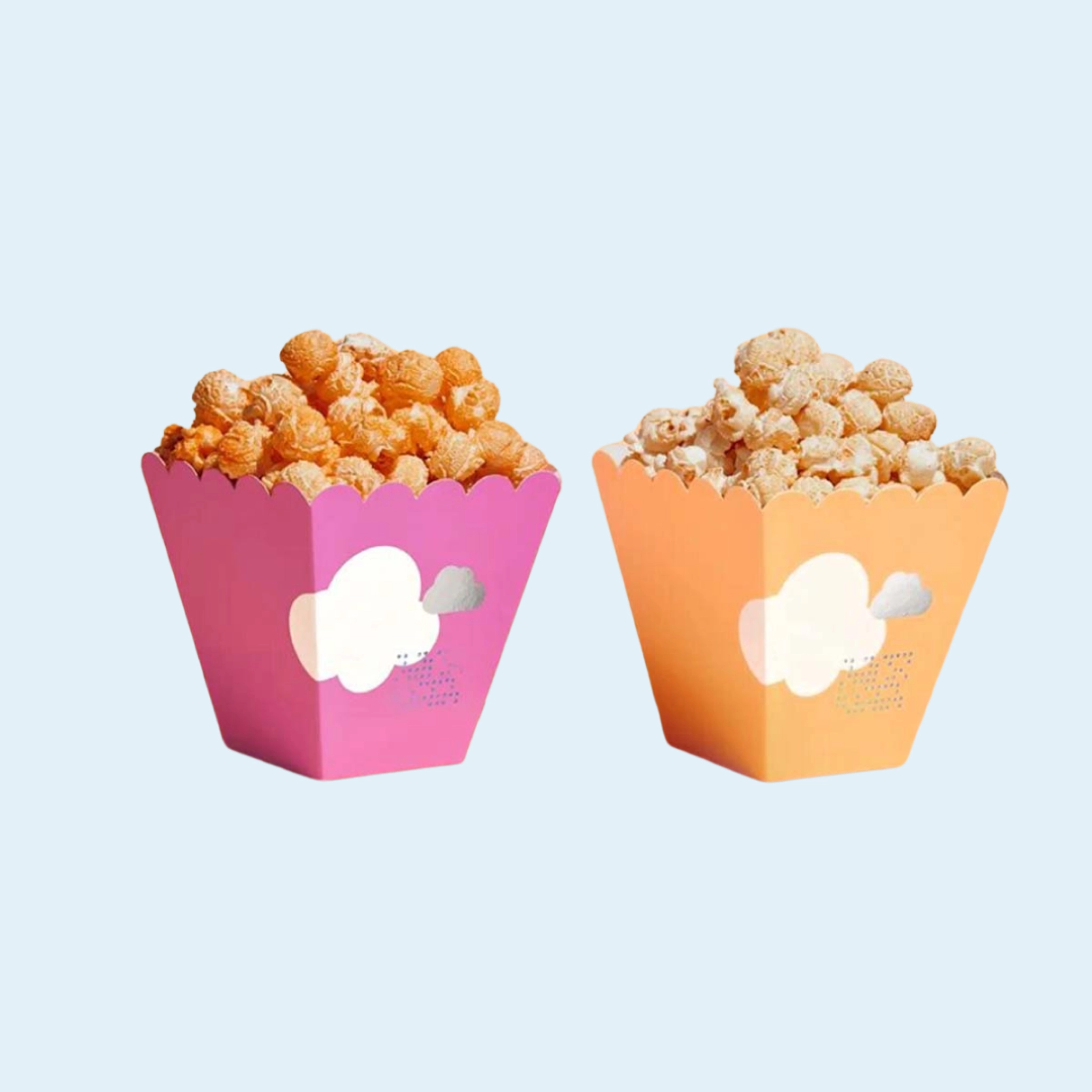 Eco-friendly kraft popcorn bags with printed design for takeout