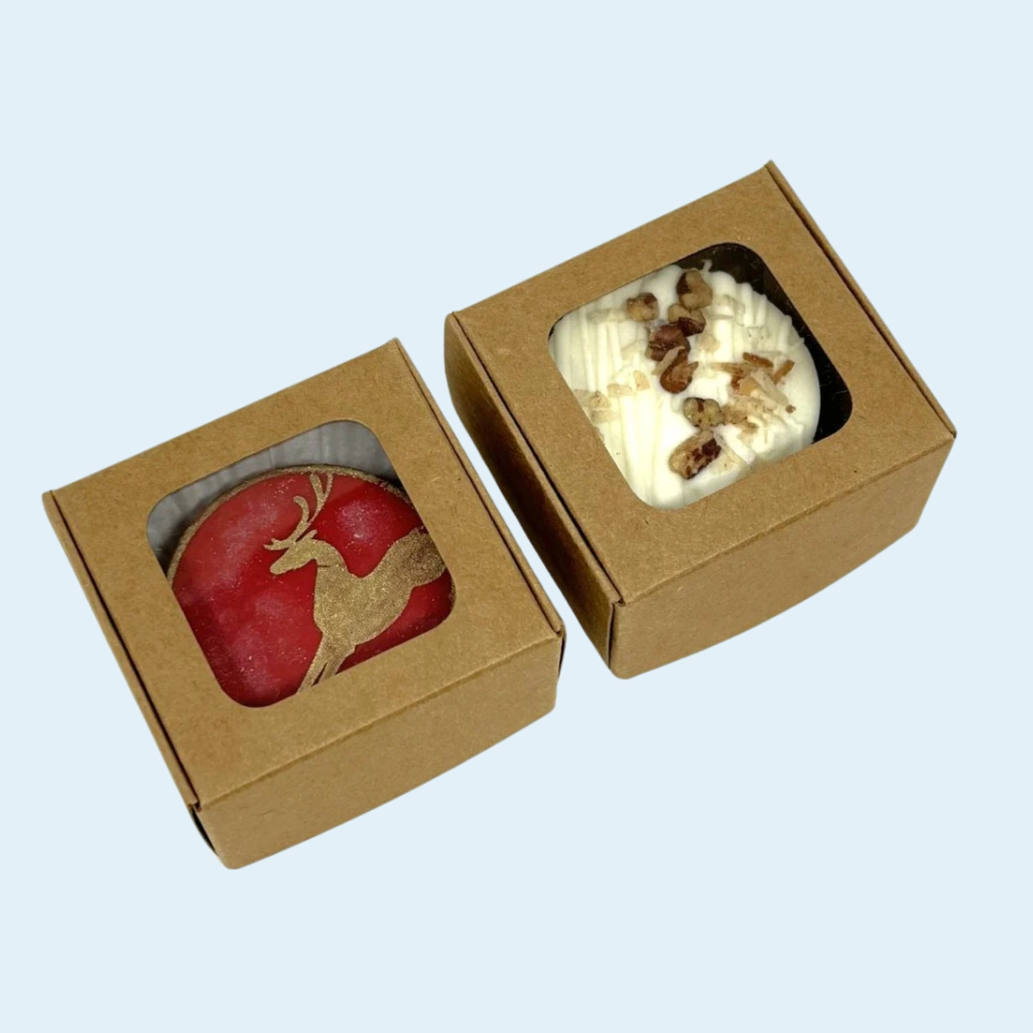 Custom single cookie box in kraft with clear window for gift packaging