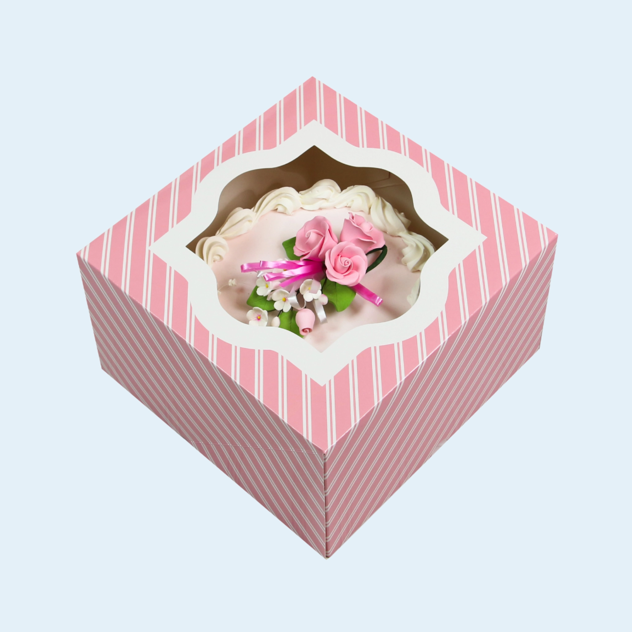 Square cake box with clear window and custom logo printing