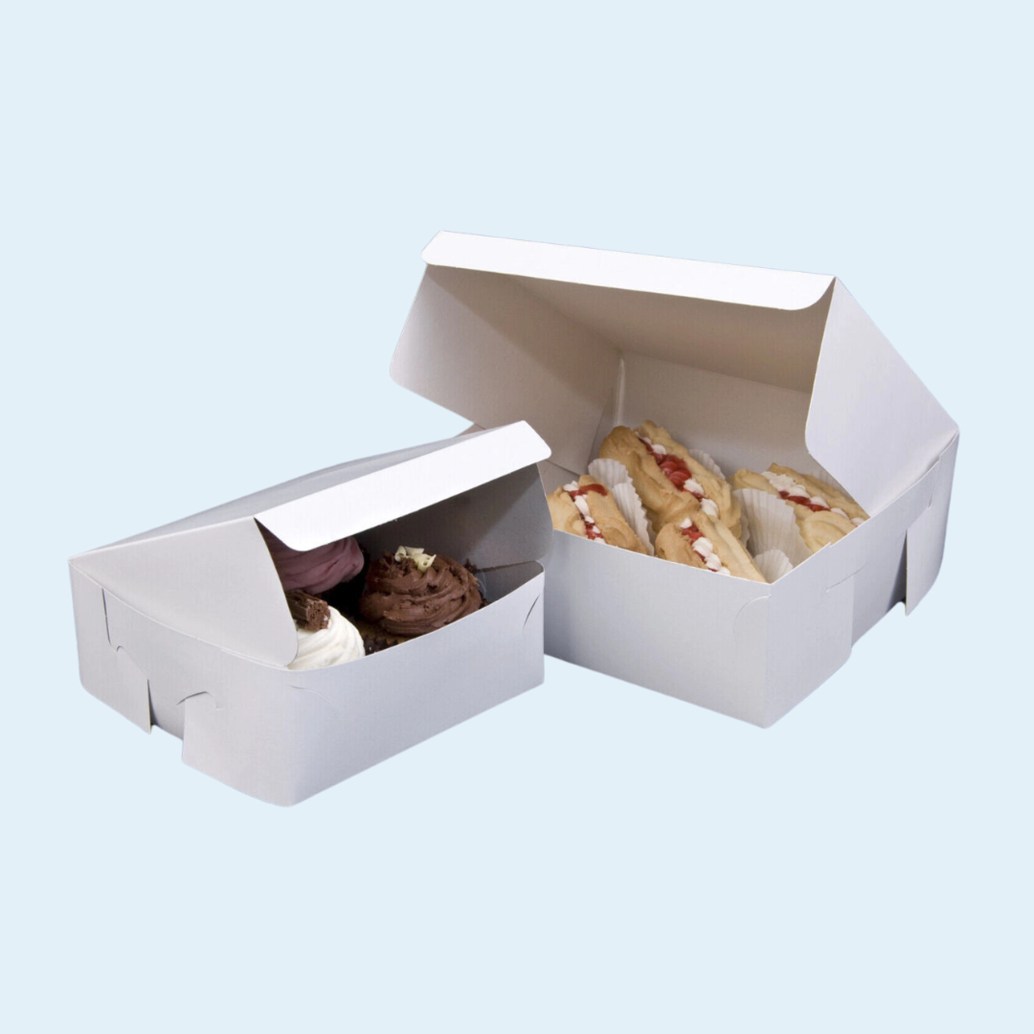Sturdy cardboard cake box with insert for safe transport
