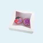 Glossy white cookie box with window for cookie display and gifting