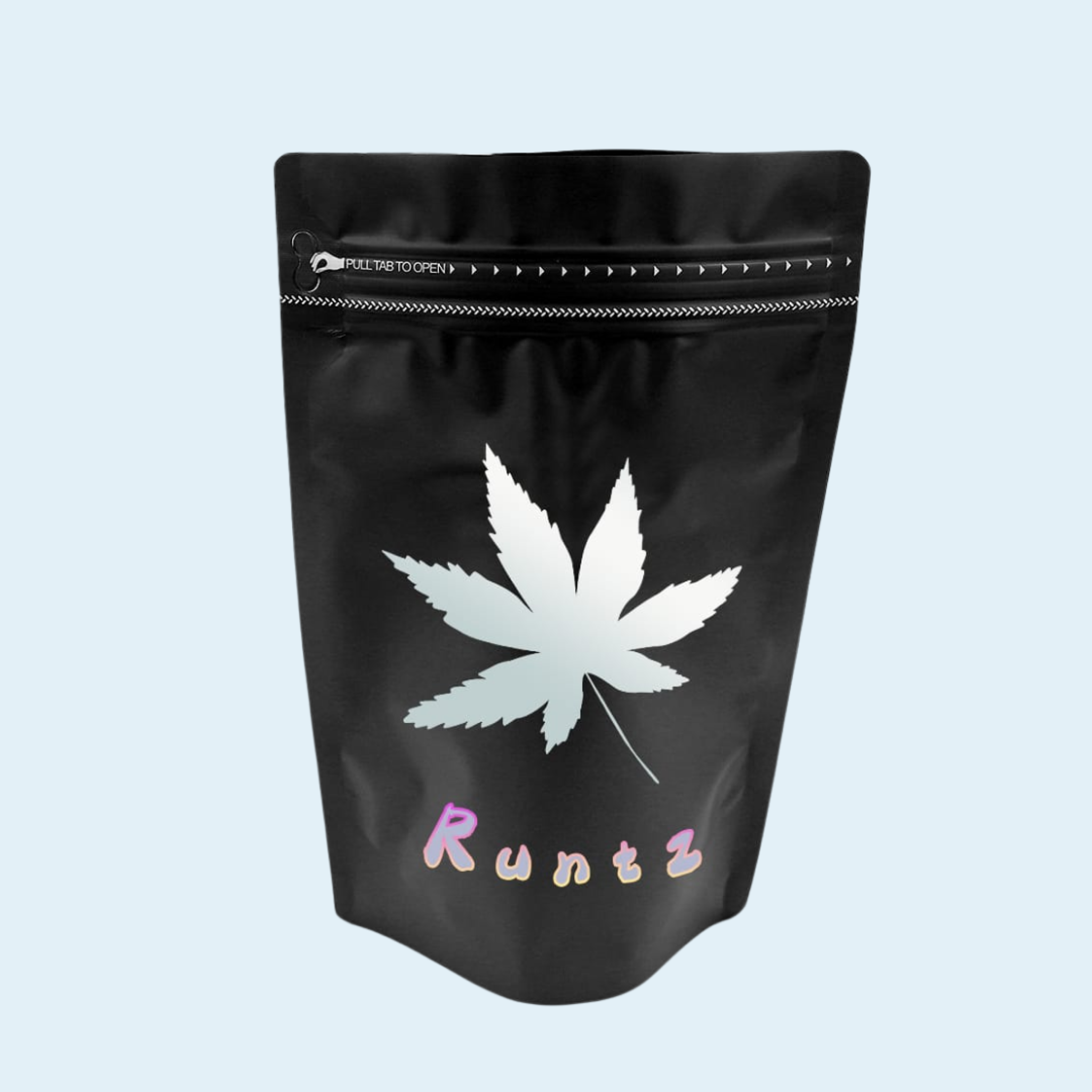 Custom printed matte weed pouch with spot UV logo