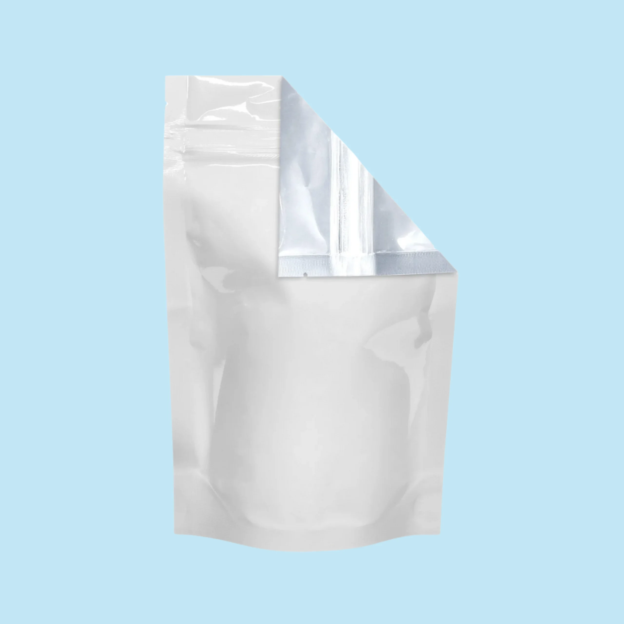 Clear and white mylar bags