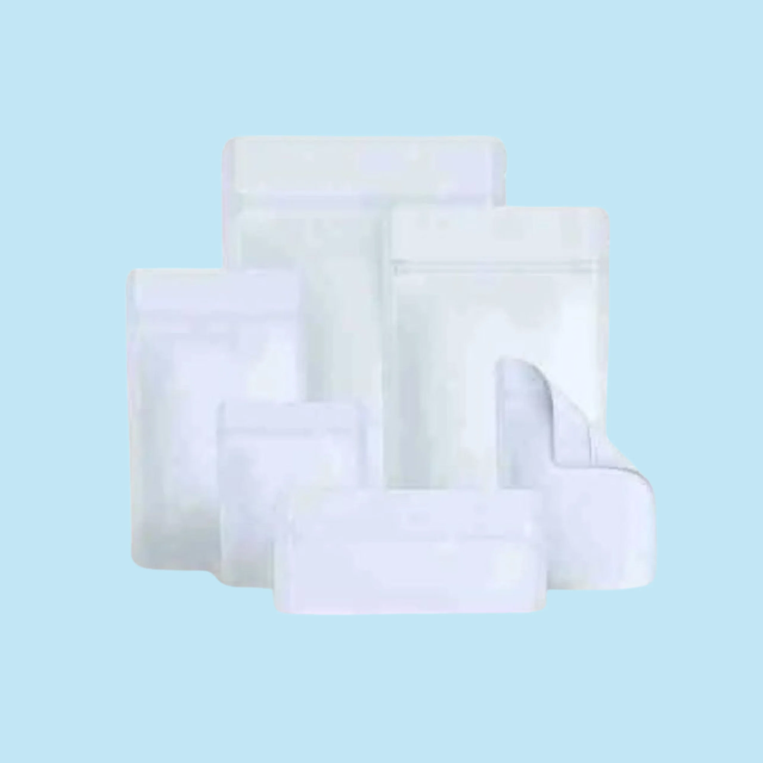 Clear and white mylar bags